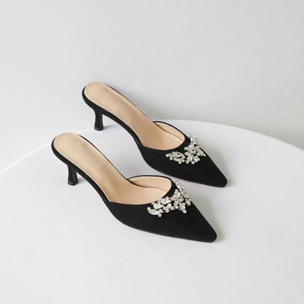 slippers crystal flock women pointed toe thin high heels flipflops ladies night club shoes glitter rhinestone slides woman, Black
slippers crystal flock women pointed toe thin high heels flipflops ladies night club shoes glitter rhinestone slides woman, Black