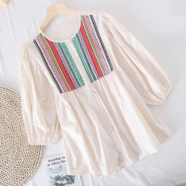 ly varey lin summer female loose embroidery colour white green shirt women casual o-neck single breasted puff sleeve shirts 210526
ly varey lin summer female loose embroidery colour white green shirt women casual o-neck single breasted puff sleeve shirts 210526
