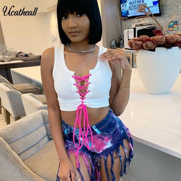 women's tanks & camis neon strap lace up camisole women ribbed knitting crop summer fashion club party wear tank bandage vest, White
women's tanks & camis neon strap lace up camisole women ribbed knitting crop summer fashion club party wear tank bandage vest, White