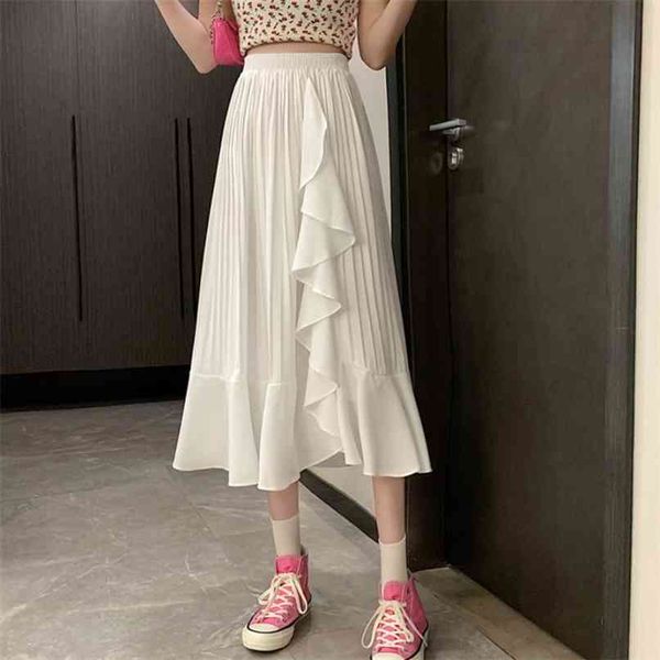 irregular ruffled white skirt women's summer korean version of high waist slim long 210529, Black
irregular ruffled white skirt women's summer korean version of high waist slim long 210529, Black