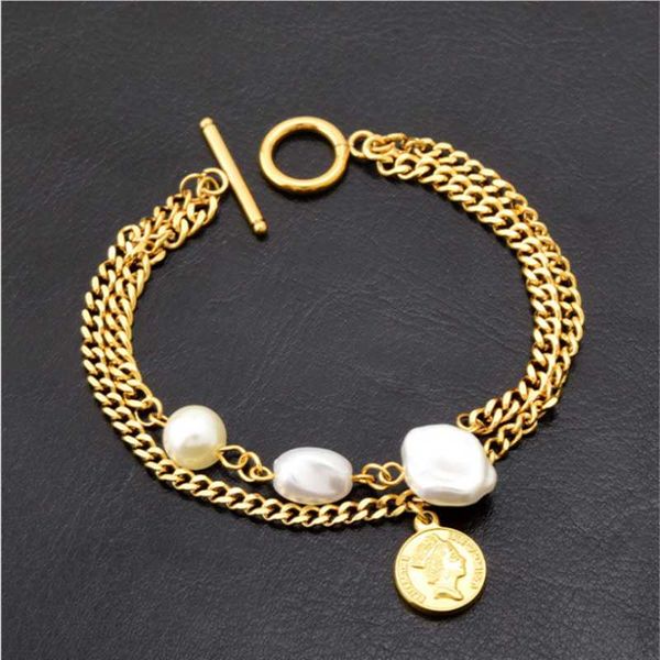 link, chain 316l stainless steel irregular pearl double thick charm bracelets for women fashion trend fine jewelry party gift sab509, Black
link, chain 316l stainless steel irregular pearl double thick charm bracelets for women fashion trend fine jewelry party gift sab509, Black