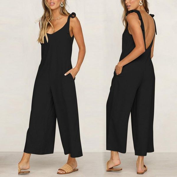 women's jumpsuits & rompers womens playsuit casual loose long romper solid strap wide leg women jumpsuit tie up backless vacation macac, Black;white
women's jumpsuits & rompers womens playsuit casual loose long romper solid strap wide leg women jumpsuit tie up backless vacation macac, Black;white