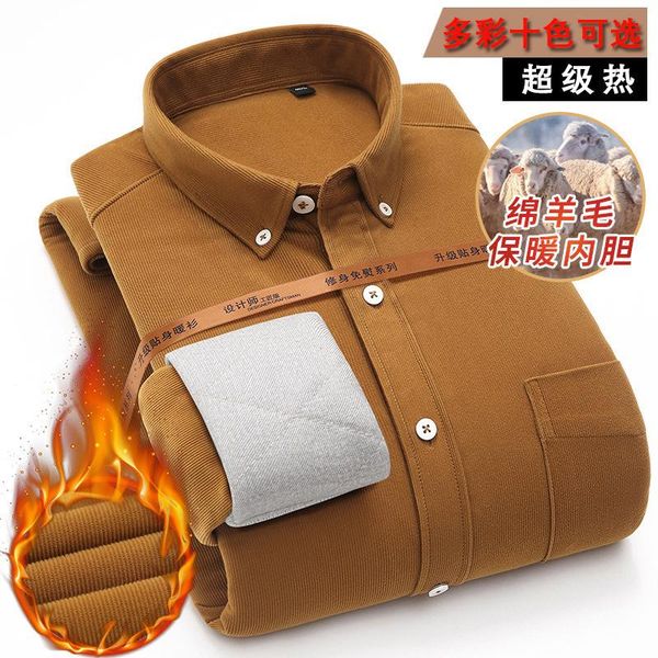 men's casual shirts winter warm corduroy shirt plush thickened solid color long sleeve middle-aged loose dad's coat, White;black
men's casual shirts winter warm corduroy shirt plush thickened solid color long sleeve middle-aged loose dad's coat, White;black