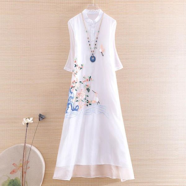 luxury casual dresses meilun chine style organza a-line skirt improved cheongsam 2021 spring and summer crane zen embroidery loose drs, Black;gray
luxury casual dresses meilun chine style organza a-line skirt improved cheongsam 2021 spring and summer crane zen embroidery loose drs, Black;gray