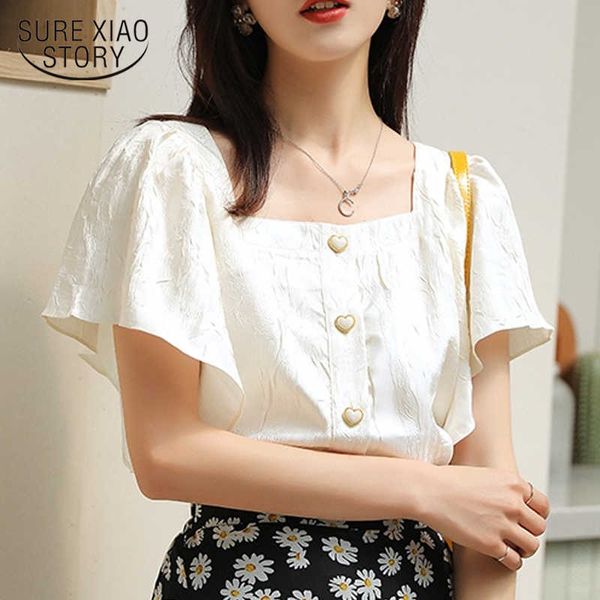 summer solid square collar blouse with button clavicle short sleeve women's shirts women korean all-match female 10082 210528, White
summer solid square collar blouse with button clavicle short sleeve women's shirts women korean all-match female 10082 210528, White
