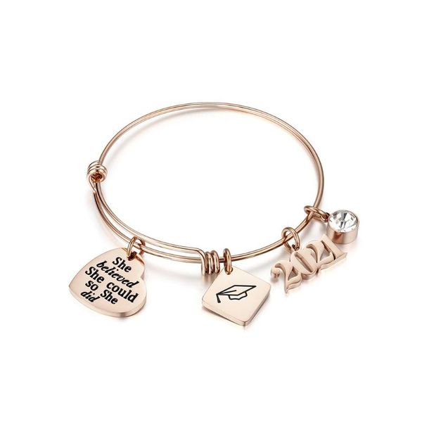 charm bracelets 2021 graduation gifts stainless steel college high school inspirational pendant bracelet adjustable bangle jewelry, Golden;silver
charm bracelets 2021 graduation gifts stainless steel college high school inspirational pendant bracelet adjustable bangle jewelry, Golden;silver