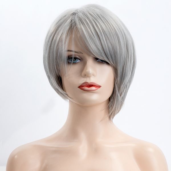 short straight bob wigs for women silver grey hair heat resistant short synthetic wigs with side bangs mommy gift wigs daily use, Black
short straight bob wigs for women silver grey hair heat resistant short synthetic wigs with side bangs mommy gift wigs daily use, Black