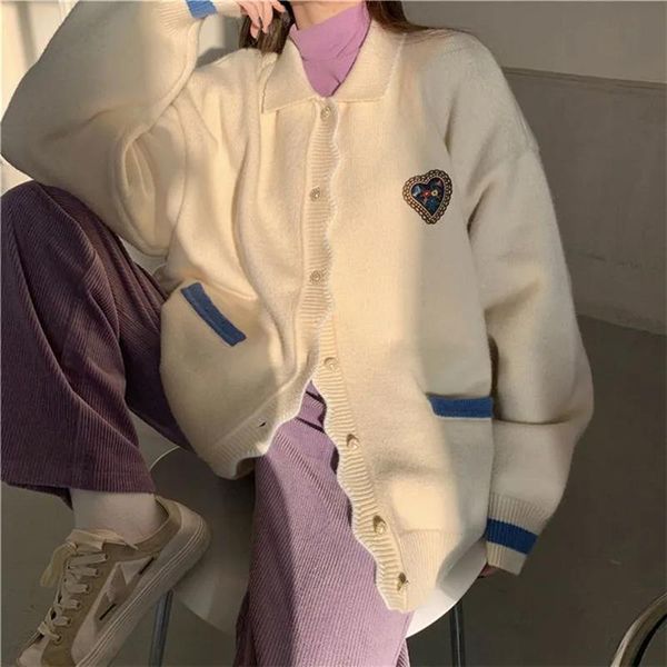 women's knits & tees herstory 2021 autumn winter preppy style knitted sweater korean chic wavy edge pearl buttons streetwear cardigan s, White
women's knits & tees herstory 2021 autumn winter preppy style knitted sweater korean chic wavy edge pearl buttons streetwear cardigan s, White