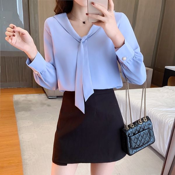 long-sleeve blue chiffon blouses and with v-o-o-o-shirt women's casual shirt s5mg, Black
long-sleeve blue chiffon blouses and with v-o-o-o-shirt women's casual shirt s5mg, Black