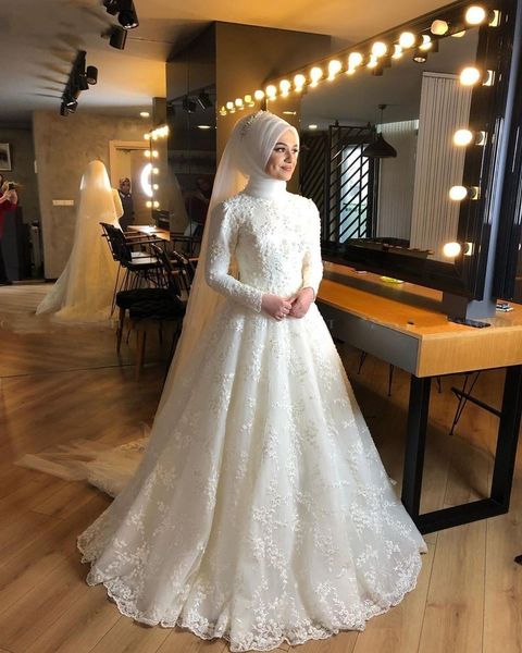 new elegant 2021 islamic muslim wedding long sleeves high neck pearls lace arabic bridal gowns in dubai robe de mariee dtvl, White
new elegant 2021 islamic muslim wedding long sleeves high neck pearls lace arabic bridal gowns in dubai robe de mariee dtvl, White