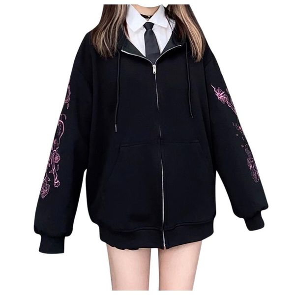 women's hoodies & sweatshirts y2k oversized jacket printed zipper tie loose hoodie sweatshirt autumn winter outwear gothic streetwear 2, Black
women's hoodies & sweatshirts y2k oversized jacket printed zipper tie loose hoodie sweatshirt autumn winter outwear gothic streetwear 2, Black