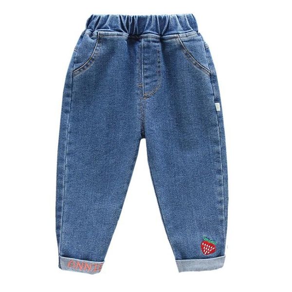 jeans 90-130 girls feet embroidered letters strawberry pattern spring and autumn children's casual trousers pants, Blue
jeans 90-130 girls feet embroidered letters strawberry pattern spring and autumn children's casual trousers pants, Blue