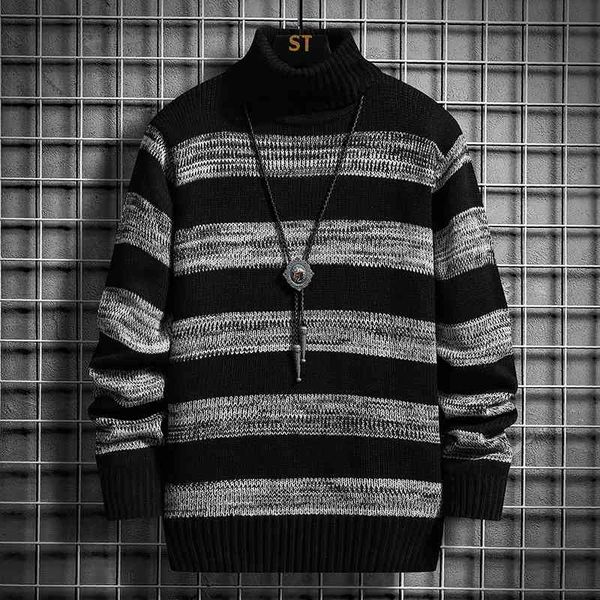 2021 winter men's turtleneck sweater thicken knitsweater casual pullover, White;black
2021 winter men's turtleneck sweater thicken knitsweater casual pullover, White;black