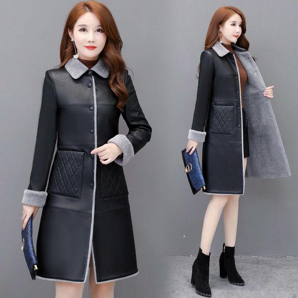 women's leather & faux 4xl pu jacket women thickened fleece lining 2021 dames jassen winter elegant slim manteau femme hiver black tren
women's leather & faux 4xl pu jacket women thickened fleece lining 2021 dames jassen winter elegant slim manteau femme hiver black tren