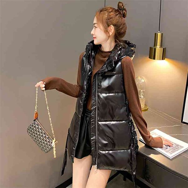 winter women's long vest shiny solid hooded sleeveless jacket stand collar cotton padded thick casual outwear 210817, Black;white
winter women's long vest shiny solid hooded sleeveless jacket stand collar cotton padded thick casual outwear 210817, Black;white