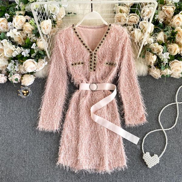 lady new fashion tassel dress women's autumn winter 2021 v-neck slim long sleeve solid color short vestidos q370, Black;gray
lady new fashion tassel dress women's autumn winter 2021 v-neck slim long sleeve solid color short vestidos q370, Black;gray