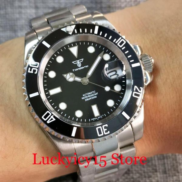 wristwatches tandorio brand nh35a sub 10bar waterproof black automatic men watch polished steel bracelet green luminous dial, Slivery;brown
wristwatches tandorio brand nh35a sub 10bar waterproof black automatic men watch polished steel bracelet green luminous dial, Slivery;brown