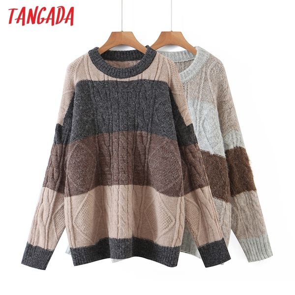 tangada women fashion striped knitted sweater jumper o neck female elegant oversize pullovers chic qw53 210218, White;black
tangada women fashion striped knitted sweater jumper o neck female elegant oversize pullovers chic qw53 210218, White;black