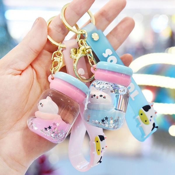 keychains bubble tea cat keychain creative milk cup liquid crystal quicksand sequin key ring bag pendant for women, Silver
keychains bubble tea cat keychain creative milk cup liquid crystal quicksand sequin key ring bag pendant for women, Silver