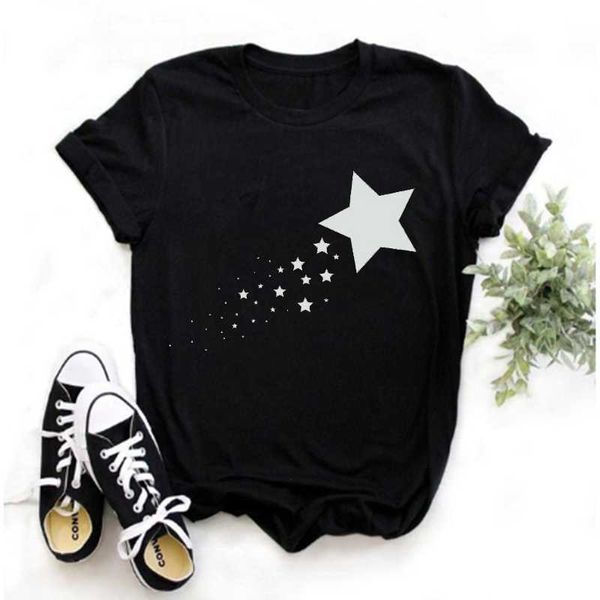 women's t-shirt kawaii star simple female cartoon fashion girl spring summer clothes printed femme, White
women's t-shirt kawaii star simple female cartoon fashion girl spring summer clothes printed femme, White