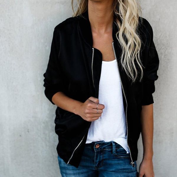 women's jackets women jacket solid girl plus size casual baseball clothing zipper bomber long sleeves coat, Black;brown
women's jackets women jacket solid girl plus size casual baseball clothing zipper bomber long sleeves coat, Black;brown