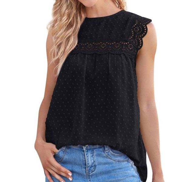women's tanks & camis q1fa women sleeveless chiffon tank o-neck hollow out crochet lace loose vest solid color swiss dots flowy tunic b, White
women's tanks & camis q1fa women sleeveless chiffon tank o-neck hollow out crochet lace loose vest solid color swiss dots flowy tunic b, White