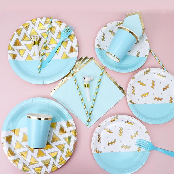 disposable dinnerware gold stripe party paper plates cup straw wedding birthday decor girl boy baby shower blue tableware supplies
disposable dinnerware gold stripe party paper plates cup straw wedding birthday decor girl boy baby shower blue tableware supplies