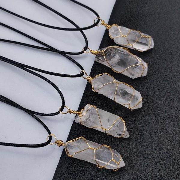 pendant necklaces wire wrap white crystal necklace pillar stone drop charms for women men black rope chain wholesale, Silver
pendant necklaces wire wrap white crystal necklace pillar stone drop charms for women men black rope chain wholesale, Silver