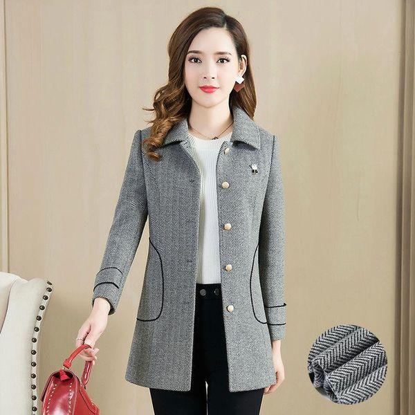 women's wool & blends cotton thick woolen coat mid-length korean winter style was thin and middle-aged plus size, Black
women's wool & blends cotton thick woolen coat mid-length korean winter style was thin and middle-aged plus size, Black