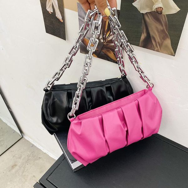 evening bags vintage women pu leather pleated shoulder underarm bag casual ladies solid color thick chain small handbags purse
evening bags vintage women pu leather pleated shoulder underarm bag casual ladies solid color thick chain small handbags purse