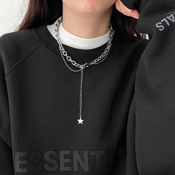chokers allme personality chunky linked chain necklaces for women double layers star titanium steel necklace collar choker jewellery, Golden;silver
chokers allme personality chunky linked chain necklaces for women double layers star titanium steel necklace collar choker jewellery, Golden;silver