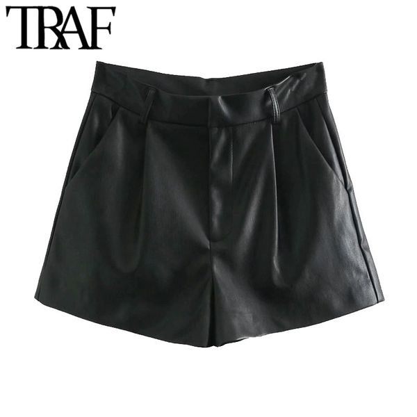 traf women chic fashion faux leather pleated shorts vintage high waist zipper fly side pockets female short pants mujer 210309, White;black
traf women chic fashion faux leather pleated shorts vintage high waist zipper fly side pockets female short pants mujer 210309, White;black