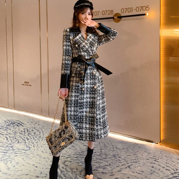 winter comfortable plaid work style vintage elegant cute outdoor travel double-breasted office long a-line trench 649a, Tan;black
winter comfortable plaid work style vintage elegant cute outdoor travel double-breasted office long a-line trench 649a, Tan;black