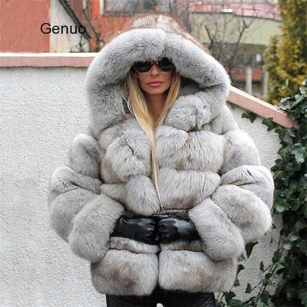 luxury faux fur coat women short winter jacket with big hood thick warm overcoat fashion flurry fake coats 211220, Black
luxury faux fur coat women short winter jacket with big hood thick warm overcoat fashion flurry fake coats 211220, Black