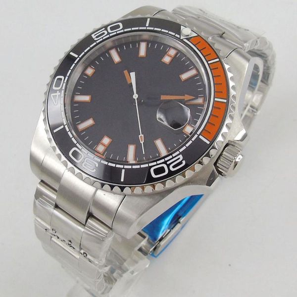 wristwatches military style men's watch 43mm stainless steel bracelet ceramic bezel sapphire crystal auto date, Slivery;brown
wristwatches military style men's watch 43mm stainless steel bracelet ceramic bezel sapphire crystal auto date, Slivery;brown