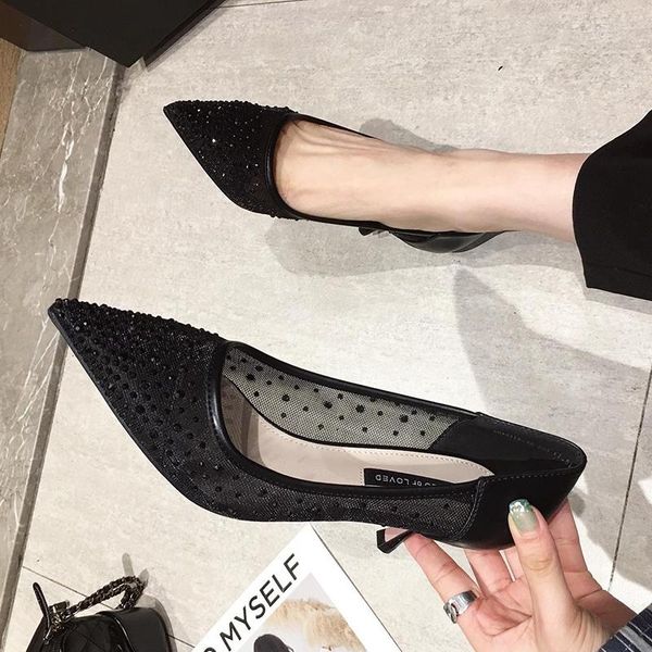 dress shoes spring 2021 single women's fine and wild temperament rhinestone lace mesh shallow mouth pointed high heels, Black
dress shoes spring 2021 single women's fine and wild temperament rhinestone lace mesh shallow mouth pointed high heels, Black