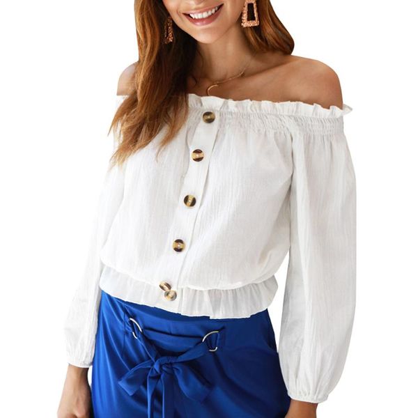 women's blouses & shirts boho off shoulder ruffle lantern sleeve solid color office casual shirt size s-xl women fashion drop o28, White
women's blouses & shirts boho off shoulder ruffle lantern sleeve solid color office casual shirt size s-xl women fashion drop o28, White