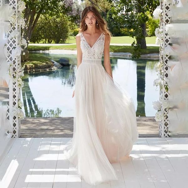 other wedding dresses 2021 boho lace dress sleeveless appliqued beach bride a-line tulle gowns for women vestido de novia, White
other wedding dresses 2021 boho lace dress sleeveless appliqued beach bride a-line tulle gowns for women vestido de novia, White