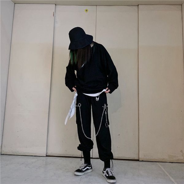 gothic cargo pants women streetwear black hippie plus size pants baggy chain jogging sweatpants women casual trousers, Black;white
gothic cargo pants women streetwear black hippie plus size pants baggy chain jogging sweatpants women casual trousers, Black;white