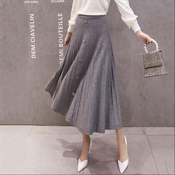 winter elegant single breasted warm midi skirts womens autumn vintage button elastic waist knitted skirt black grey 
winter elegant single breasted warm midi skirts womens autumn vintage button elastic waist knitted skirt black grey