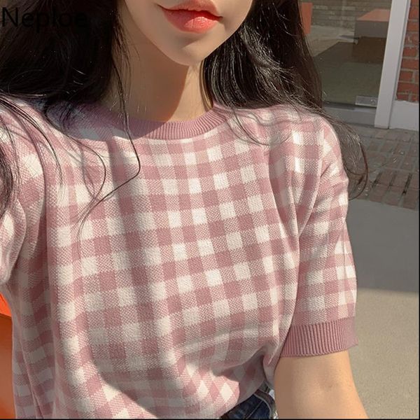 plaid knitted t shirts women summer 2021 koren chic o neck short sleeve female loose casual ladies tees 1b119, White
plaid knitted t shirts women summer 2021 koren chic o neck short sleeve female loose casual ladies tees 1b119, White