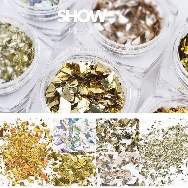nail glitter 6 pieces 3d irregular flash broken glass set art leaves aurora color decoration, Silver;gold
nail glitter 6 pieces 3d irregular flash broken glass set art leaves aurora color decoration, Silver;gold