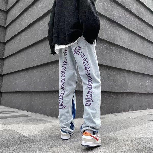 men's jeans spring and autumn tide brand american high street ins straight pants loose vibe mopping, Blue
men's jeans spring and autumn tide brand american high street ins straight pants loose vibe mopping, Blue