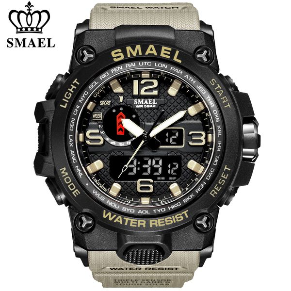 smael brand fashion watch men waterproof sports military watches 1545 mens luxury wristwatch analog quartz dual display watchg, Slivery;brown
smael brand fashion watch men waterproof sports military watches 1545 mens luxury wristwatch analog quartz dual display watchg, Slivery;brown