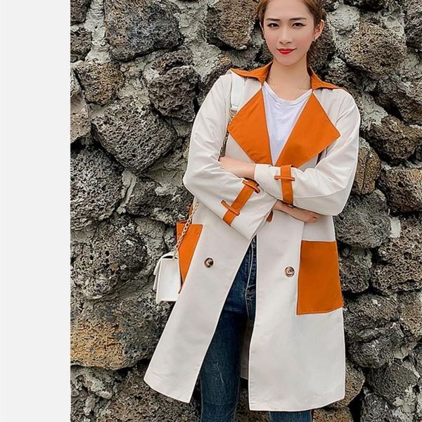 women's trench coats arrival spring autumn long sleeve loose women pockets thin outerwear casual patchwork, Tan;black
women's trench coats arrival spring autumn long sleeve loose women pockets thin outerwear casual patchwork, Tan;black