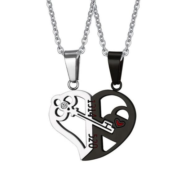 pendant necklaces 1 pair lovers love heart lock key necklace couples stainless steel puzzle k2, Silver
pendant necklaces 1 pair lovers love heart lock key necklace couples stainless steel puzzle k2, Silver