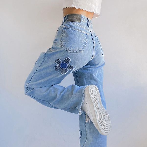 women's jeans streetwear y2k flowers loose high waist denim baggy mom straight pants fashion casual trousers, Blue
women's jeans streetwear y2k flowers loose high waist denim baggy mom straight pants fashion casual trousers, Blue