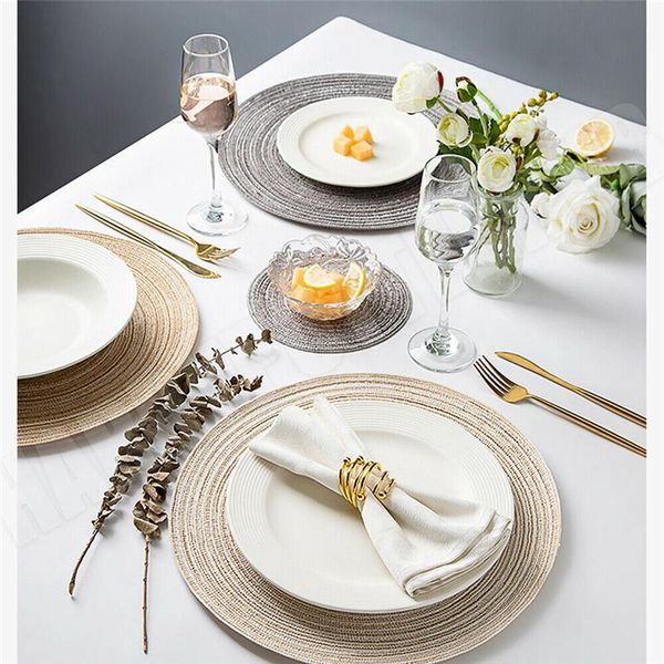 mats & pads 6 pcs/set 38cm heat resistant round braided placemats washable kitchen table for home wedding party decoration
mats & pads 6 pcs/set 38cm heat resistant round braided placemats washable kitchen table for home wedding party decoration
