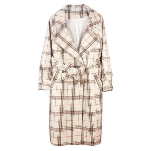women's wool & blends 2021 autumn winter woolen coat jackets mid-length literary plaid beige lapel long coats g537, Black
women's wool & blends 2021 autumn winter woolen coat jackets mid-length literary plaid beige lapel long coats g537, Black