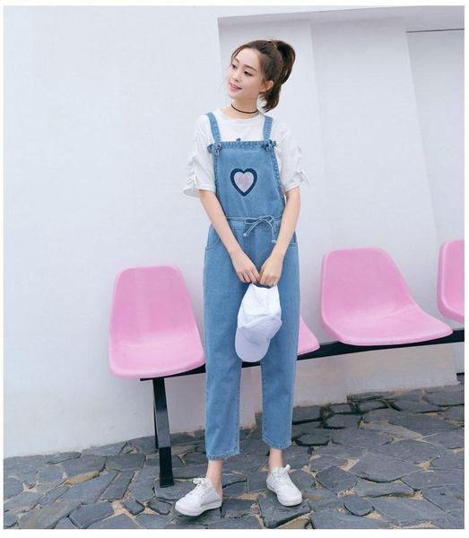 women's jumpsuits & rompers women cute love denim jumpsuit lace up loose jeans female casual sleeveless overall playsuit with pocket, Black;white
women's jumpsuits & rompers women cute love denim jumpsuit lace up loose jeans female casual sleeveless overall playsuit with pocket, Black;white